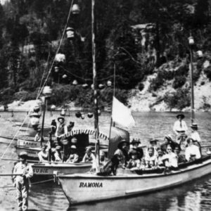 The Ramona, Susie, Verona and Lassie Water Taxi Boats at Sandy Beach in Monte Rio